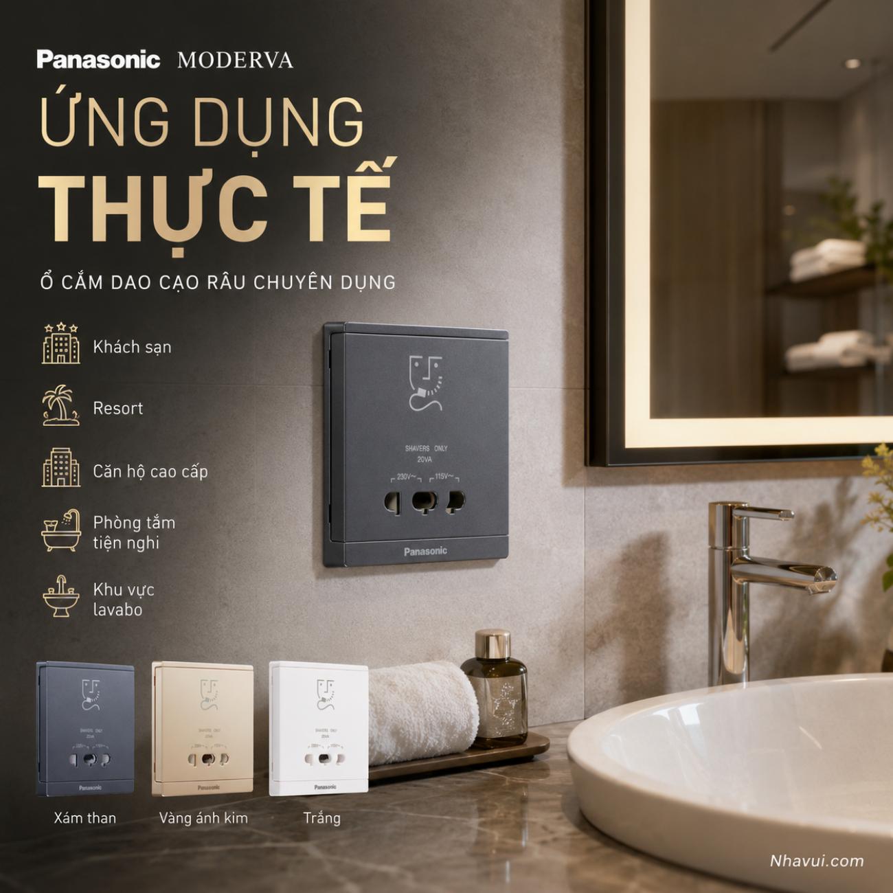 Bộ ổ cắm chuyên dùng máy cạo râu Moderva Panasonic PLS WMF132-VN